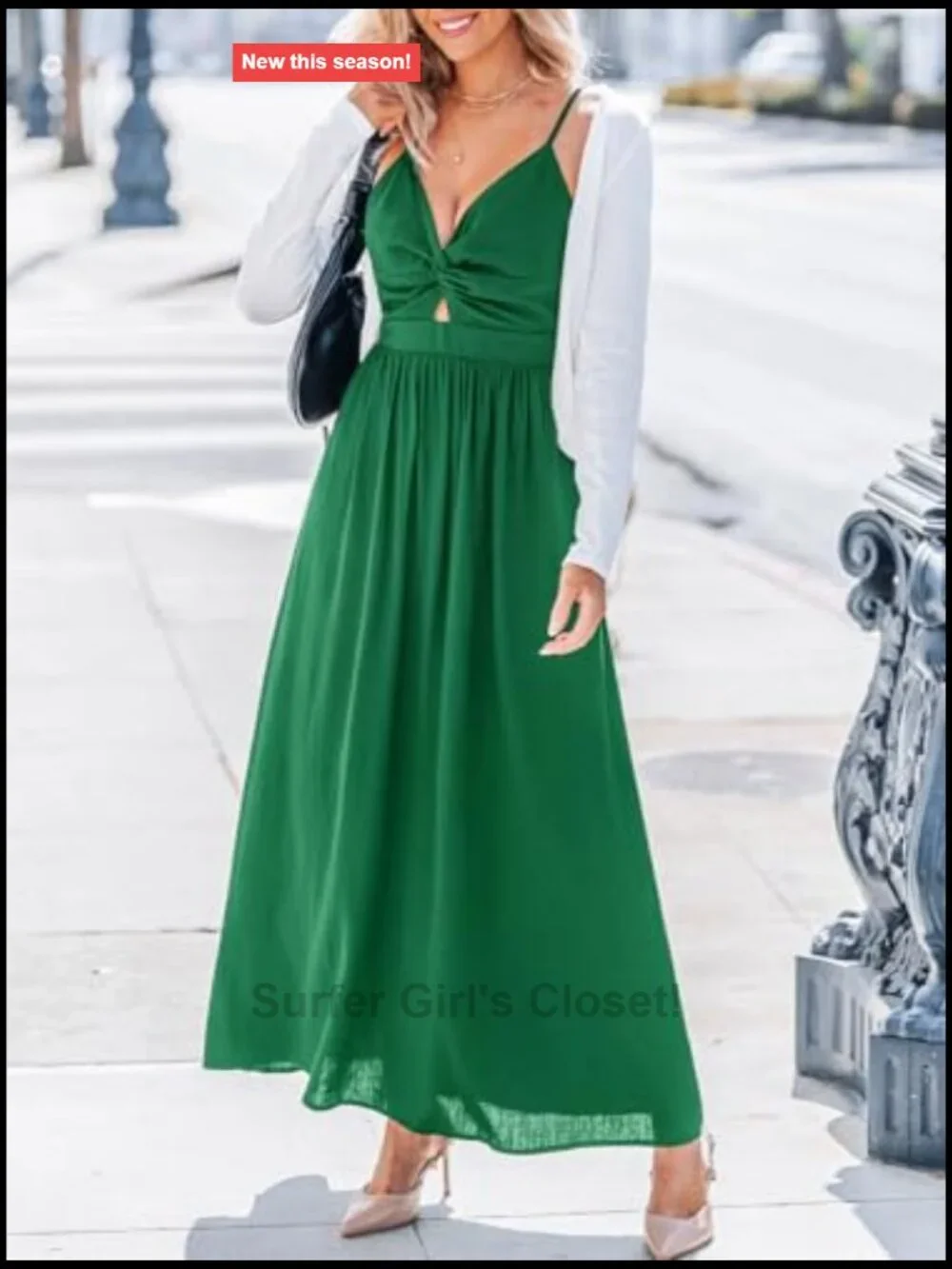 Sleeveless Spaghetti Strap Maxi Dress Pleated Cutout Adjustable Tie Back Rayon